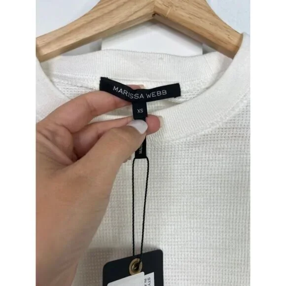 NEW Marissa Webb Blair Waffle Knit Puff Sleeve Pullover Top White Size: XS - Picture 5 of 7